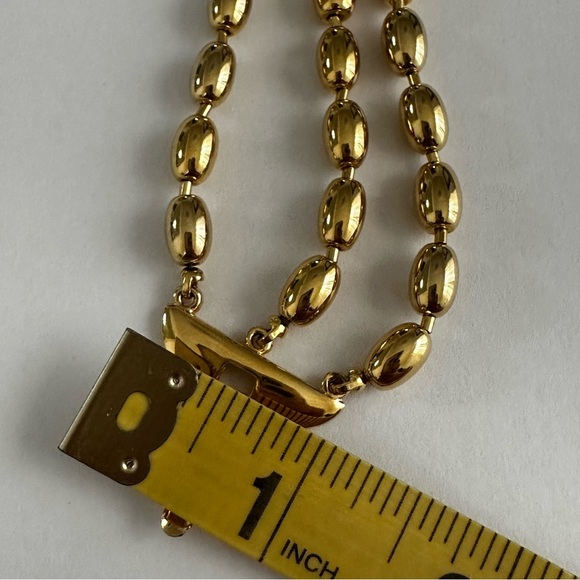 Vintage Rare Monet Three Strand Gold-Toned Beaded Chain Necklace - Picture 7 of 7